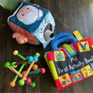Baby Toys Set Melissa & Doug Soft Activity Book, Manhattan Toy Skwish Rattle Toy